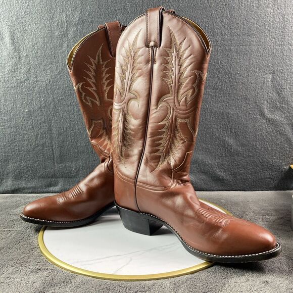 Tony Lama Men's Western Cowboy Boots Almond Toe Leather VM0004 Vaquero Brown 9D - Picture 6 of 12